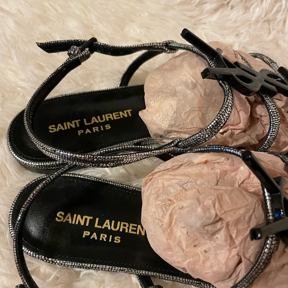 YSL Cassandra Leather Slingback Sandals - Picture 3 of 5